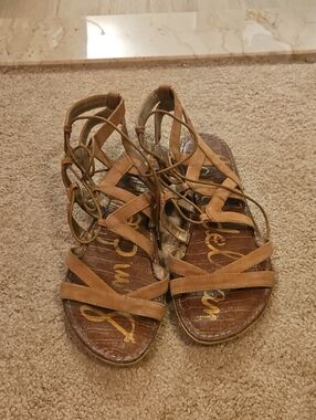 Sam Edelman Cognac Lace-Up Gladiator Sandals